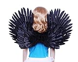 FashionWings (TM) Children's Black Costume Feather Angel Wings Point up or Down