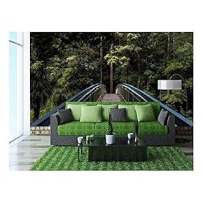 Scenery with Bridge and Trees - Removable Wall Mural | Self-Adhesive Large Wallpaper - 66x96 inches