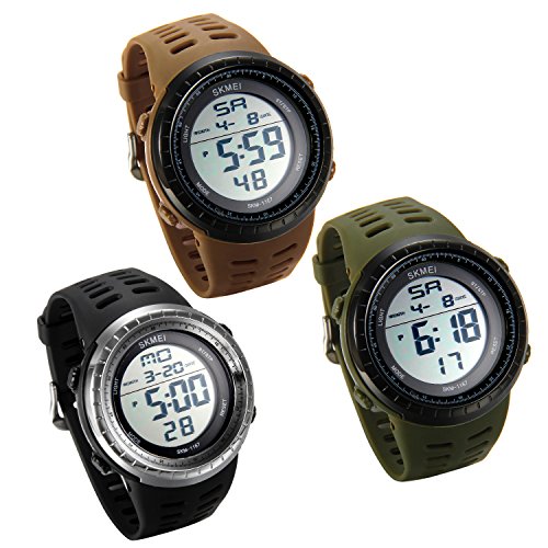 Lancardo 50M Water Resistant Men's Army Military Big Face Multi-Function Digital Watch