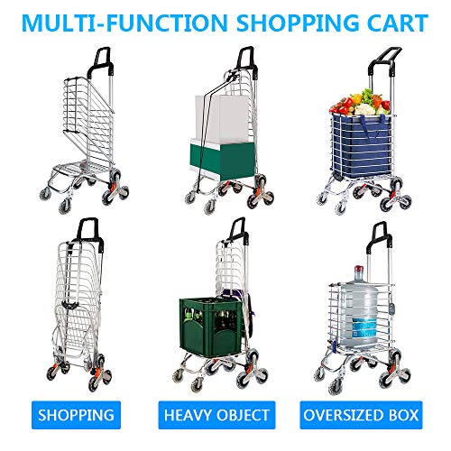UpgradedÂ FoldingÂ ShoppingÂ CartÂ PortableÂ GroceryÂ StairÂ ClimbingÂ CartÂ withÂ Tri-Wheels,Â SwivelÂ Handle,Â WheelÂ BearingsÂ &Â RemovableÂ Basket,Â PerfectÂ forÂ MomÂ ChristmasÂ Gifts