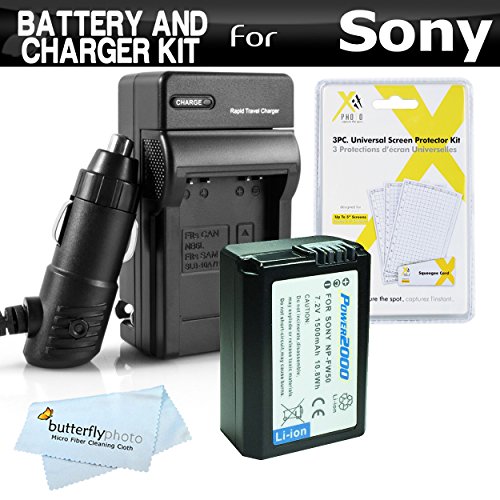 Replacement NP-FW50 Battery And Charger Kit For Sony Alpha a6000, a6500, a6300, a5100, a3000, Alpha a7 a7K Interchangeable Lens Camera and Sony QX1 Smartphone Attachable Compact System + Ac/Dc Charger Replacement NP-FW50 Battery And Charger Kit For Sony Alpha a6000, a6500, a6300, a5100, a3000, Alpha a7 a7K Interchangeable Lens Camera and Sony QX1 Smartphone Attachable Compact System + Ac/Dc Charger