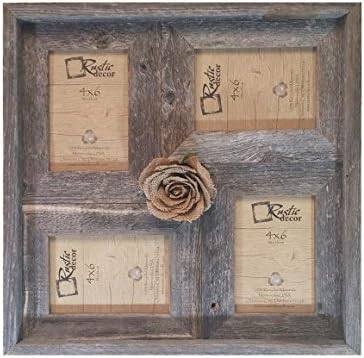 4x6-2" Wide Multi-Direction Rustic Barn Wood Collage Frame(Holds 4-4x6 Pictures)