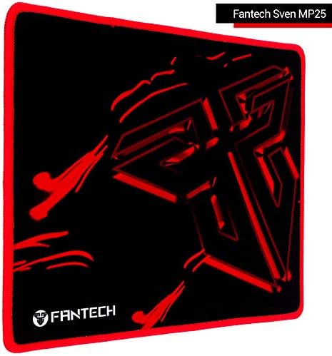 Fantech Small Gaming Mouse Pad Sven MP25, Speed Mouse Mat with Durable Stitched Edges, Water-Resistant, Non-Slip Base, 9.8×8.3×0.08 Inch, Black-Red