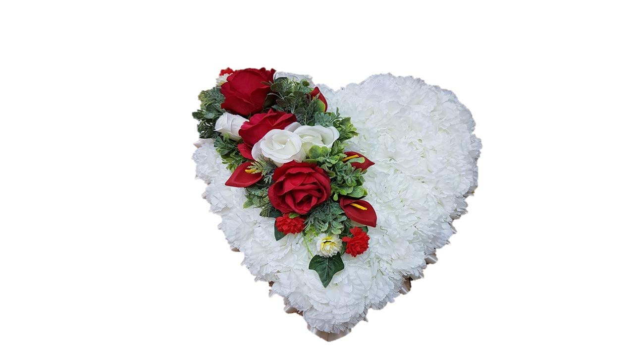 stems of elegance Heart Shaped Silk Artificial Funeral Flowers Wreath