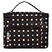 Double Layer Traveling Makeup Bag Small Dots Pattern Cosmetic Bag with Mirror-Small size(Black)