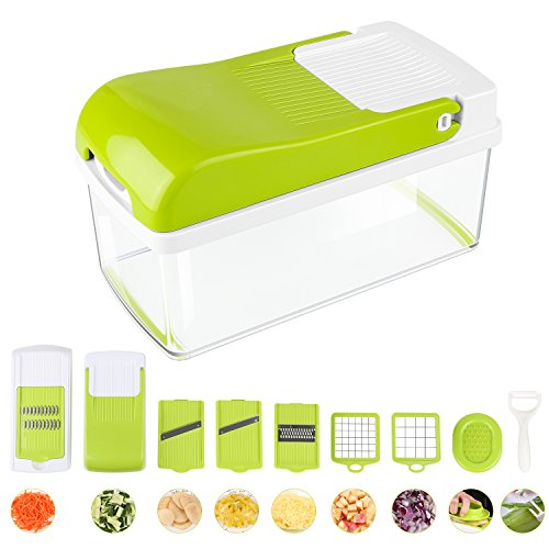 UPC 611355199136, Vegetable Slicer Chopper Dicer, MVPOWER Onion-Fruit-Cheese-Vegetable Spiralizer Mandoline Slicer with 7 Interchangeable Stainless Steel Blades, Multifunctional Dicer, Kitchen Cutter, Peeler, Grater