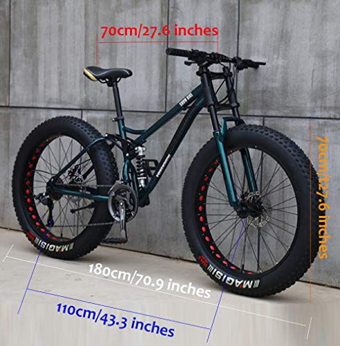 26 inch Mountainbike, 24-Speed Mountainbike voor Volwassenen, Carbon Stalen Frame, Full Suspension Schijfremmen Hardtail… - Image 3