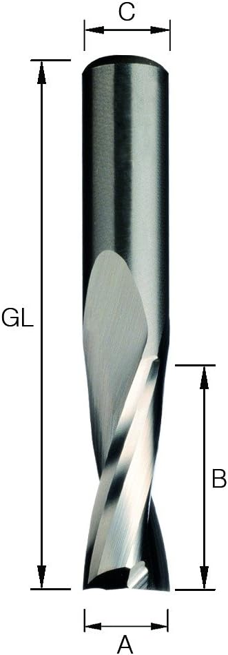 ENT 10031 Solid Carbide Spiral Bits SC, Shank (S) 8 mm, Diameter (D) 8 mm, NL 42 mm, GL 90 mm, D=8 / NL=42 / GL=90 - Image 4