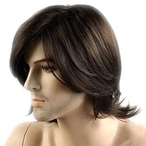 Amazon Com Gooaction Male Medium Short Dark Brown Slight Curly