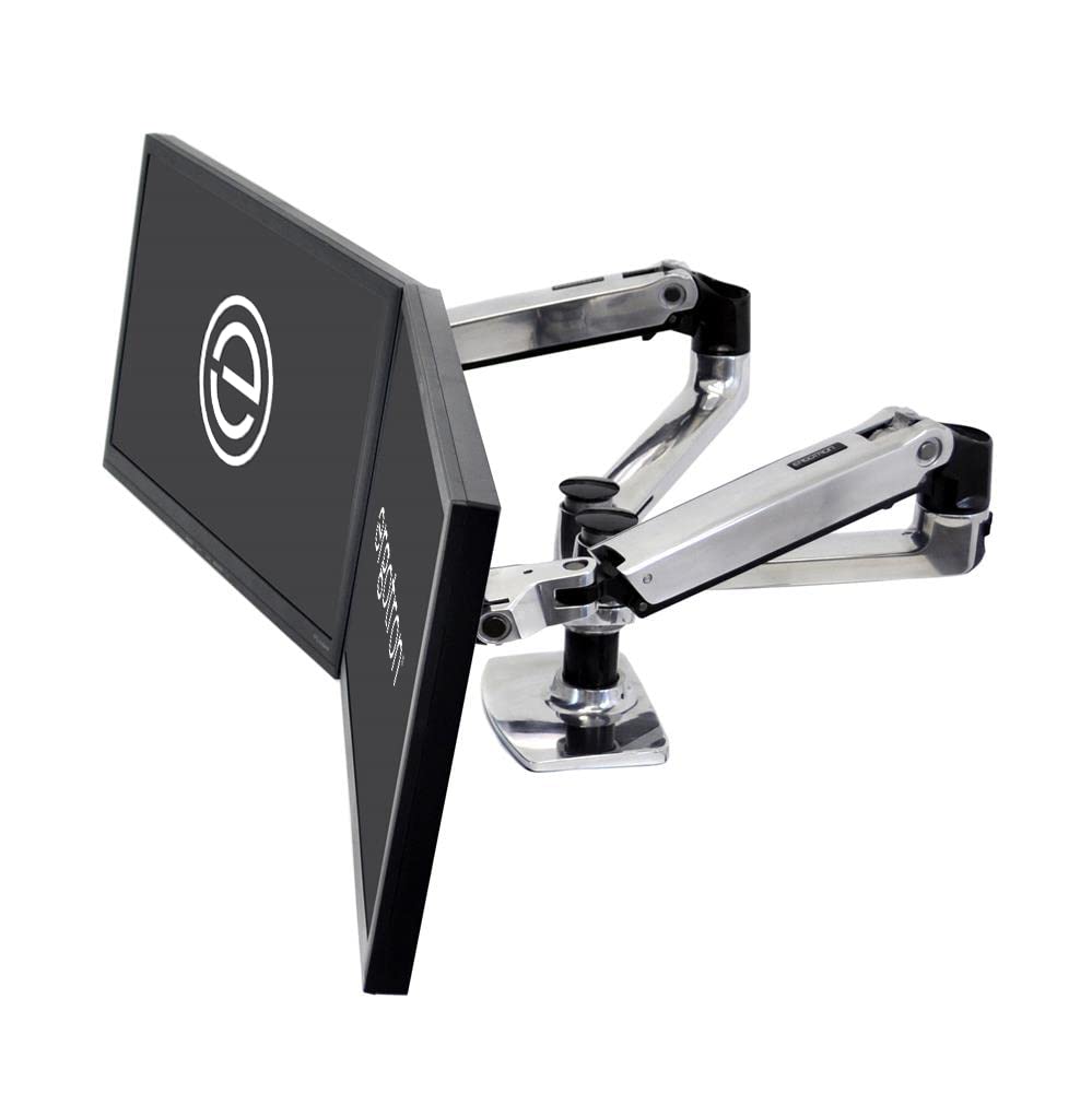 Ergotron – LX Dual Monitor Arm, VESA Desk Mount – for 2 Monitors Up to 27 Inches, 3.2-9.1kg Each – Polished Aluminum (45-245-026)