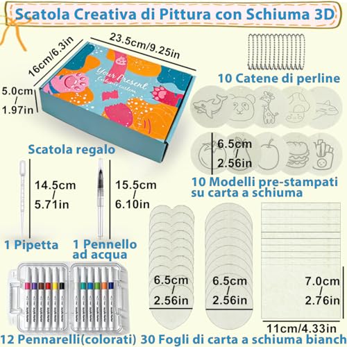 Magic Puffy Paint, 64 Pieces Fluffy Kit, 40 Sheets of Paper Paint with Foam Texture, 12 Coloured Pens, Magic Painting Textures, Birthday and Party Gifts Creative Magic Painting for Children
