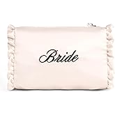 xo, Fetti Satin Bride Cosmetic Bag | Bachelorette Party Decorations, Bride To Be Purse, Bridal Shower Accessory, GRWM Makeup Bag