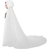 Auroeyfairy Wedding Tulle Cape Hooded Women Tulle Bridal Dress with Long Train for Vintage Weddings, Costume