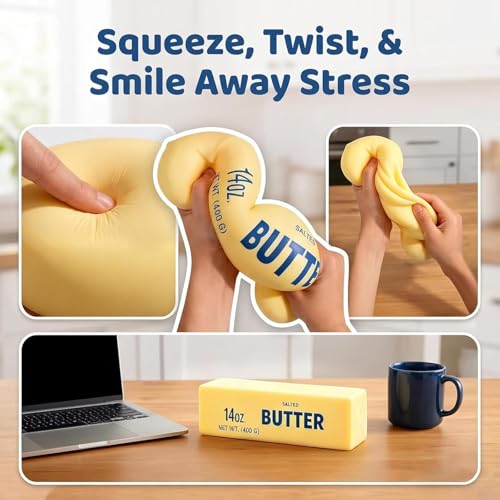 10in Giant Butter Squishy, Jumbo Big Butters 14oz Squeeze Stress Balls, Large Butter Stick Stress Relief Slow Rising Fun for Anxiety Relief Party Favors