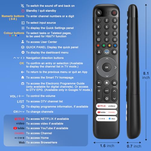 para Mando-TCL-Smart-TV, Universal para Todos los Original TCL TV, con 6 teclas de acceso directo