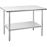 Hally Stainless Steel Table for Prep &amp; Work 30 x 48 Inches NSF Commercial | Metal Heavy Duty Workbench, Adjustment Undershelf, for Kitchen, Restaurant, Home, Hotel, Garage, Pizza Oven, Galvanized Legs