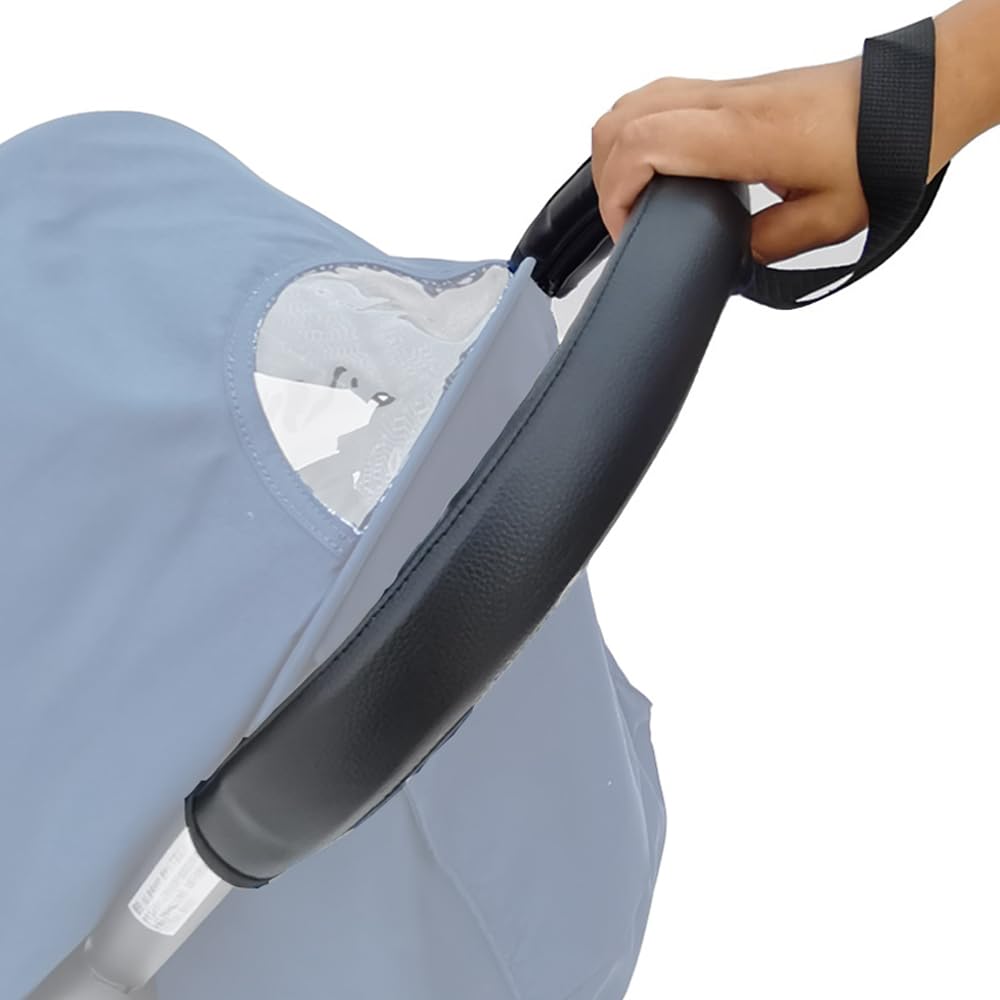 Brogtorl PU Leather Stroller Handle Cover Stroller Protector Cover Stroller Accessories For Babyzen Yoyo Stroller With Hands Straps Hole