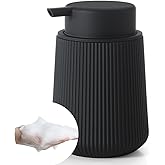 YAUKPH Striped Foaming Hand Soap Dispenser with Leak-Proof Pump for Bathroom and Kitchen Countertop 11oz Black