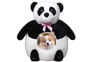 SHAPEAZY Indoor Dog Bed Cave with Removable Cushion,Cute Pet Plush Warm Tent House,Washable Dog Bed,Cartoon Bear Design Pet Sleeping Bed for Small Middle Cats and Dogs (M, Black)