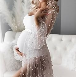 Womens Tulle Maternity Dress for Photoshoot Pearl