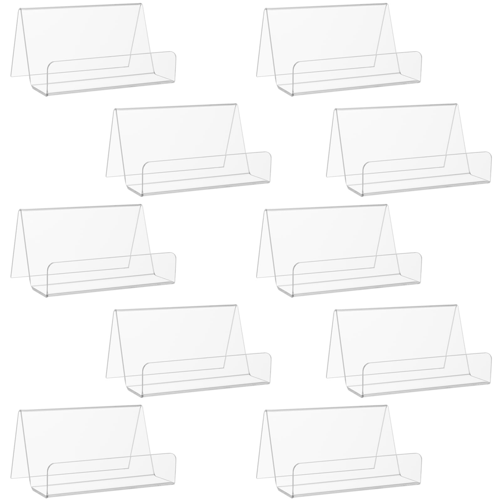 YUENPUN 10 PCS Acrylic Card Display Stand, Table Top Name Card Holders, Clear Business Card Sign Holders for Office Shop Bookstore Restaurant