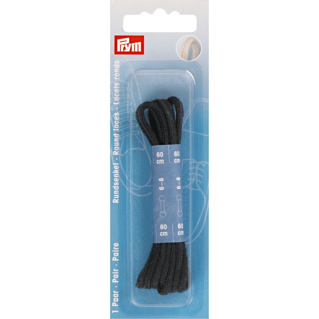 Prym Round Laces, Black, 60 cm x Ø 3 mm, Schwarz, 2 Stück — image 1