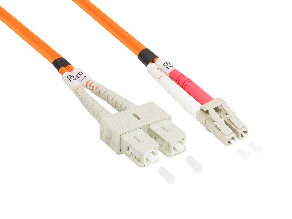 Good Connections LWL Duplex Patch Cable LC to SC Multimode 50/125 Inch Fibre Optic orange OM2 - Orange 5 m