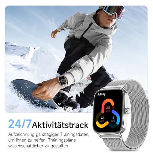 Smartwatch Men Women with Phone Function, 1.85 Inch HD Watches with Heart Rate Sleep Monitor SpO2 Pedometer, 110+ Sports Modes Fitness Watch, IP68 Waterproof Smart Watch Compatible with iOS/Samsung/Android