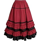 Jeufoin Women’s Renaissance Victorian Skirt Medieval Ruffles Ankle Length Civil War Wedding Party Skirts