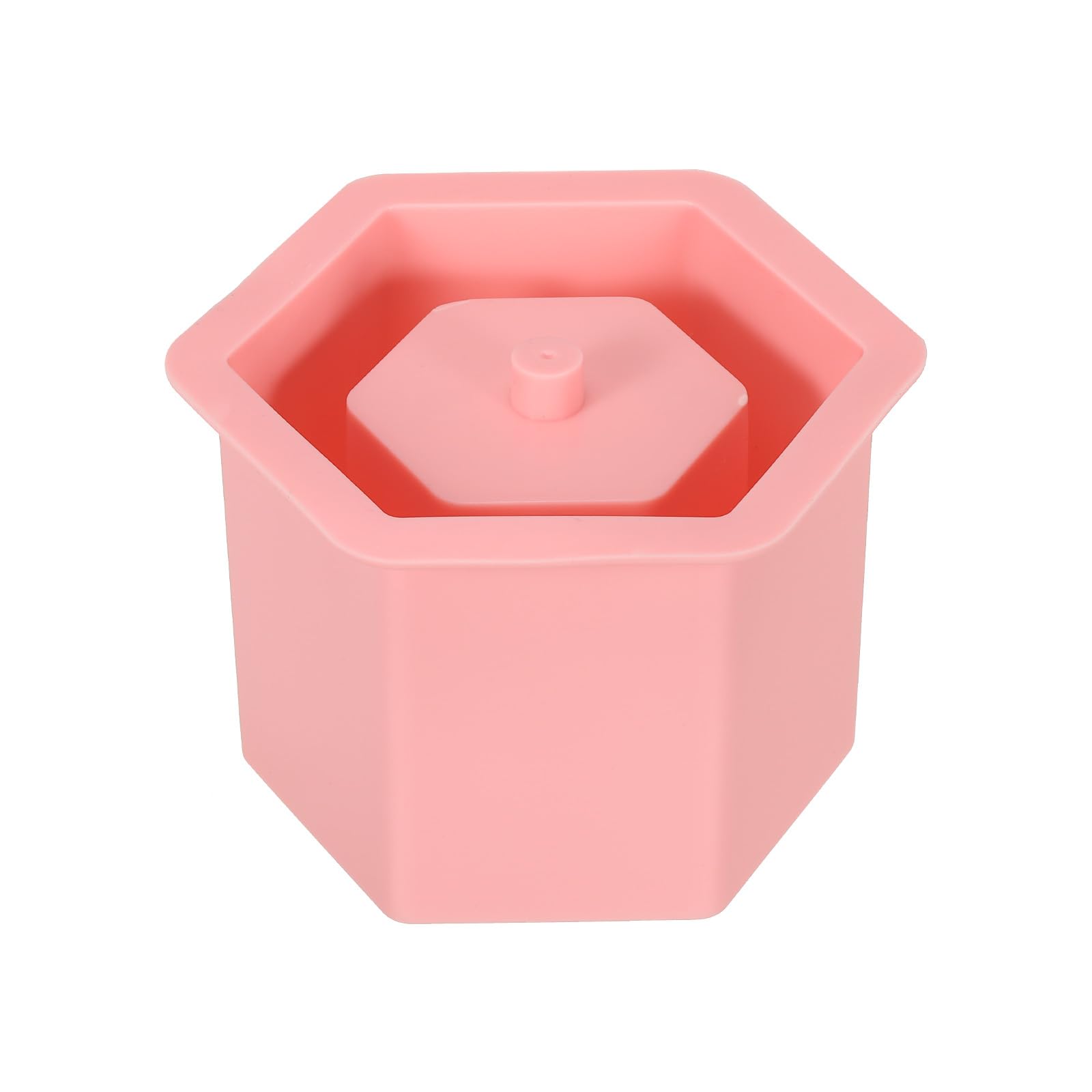 PATIKIL Silicone Planter Mold, Hexagon Flower Pot Mold DIY Succulent Mold Candle Holder Mold for Home Desktop Decor, Pink