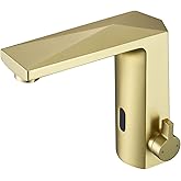 Automatic Sensor Touchless Bathroom Sink Faucet, Chrome Vanity Faucets, Hands-Free Bathroom Water Tap with Control Box and Temperature Mixer, Easy Installation (Gold)