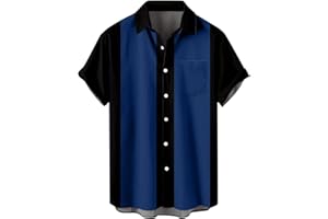 ZHUER Mens Bowling Shirts Short Sleeve Button Down 1950s Retro Rockabilly Style Hawaiian Shirts 2025 Summer Beach Tops Trendy