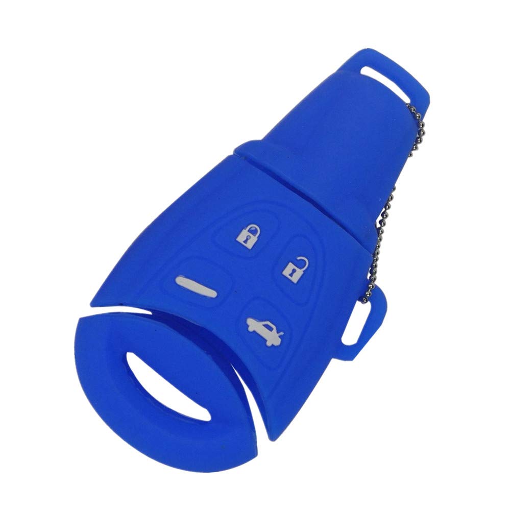 Happyit Silicone Car Key Cover Cases for SAAB 9-3 9-5 93 95 4 Buttons Car Remote Accessories (Blue)