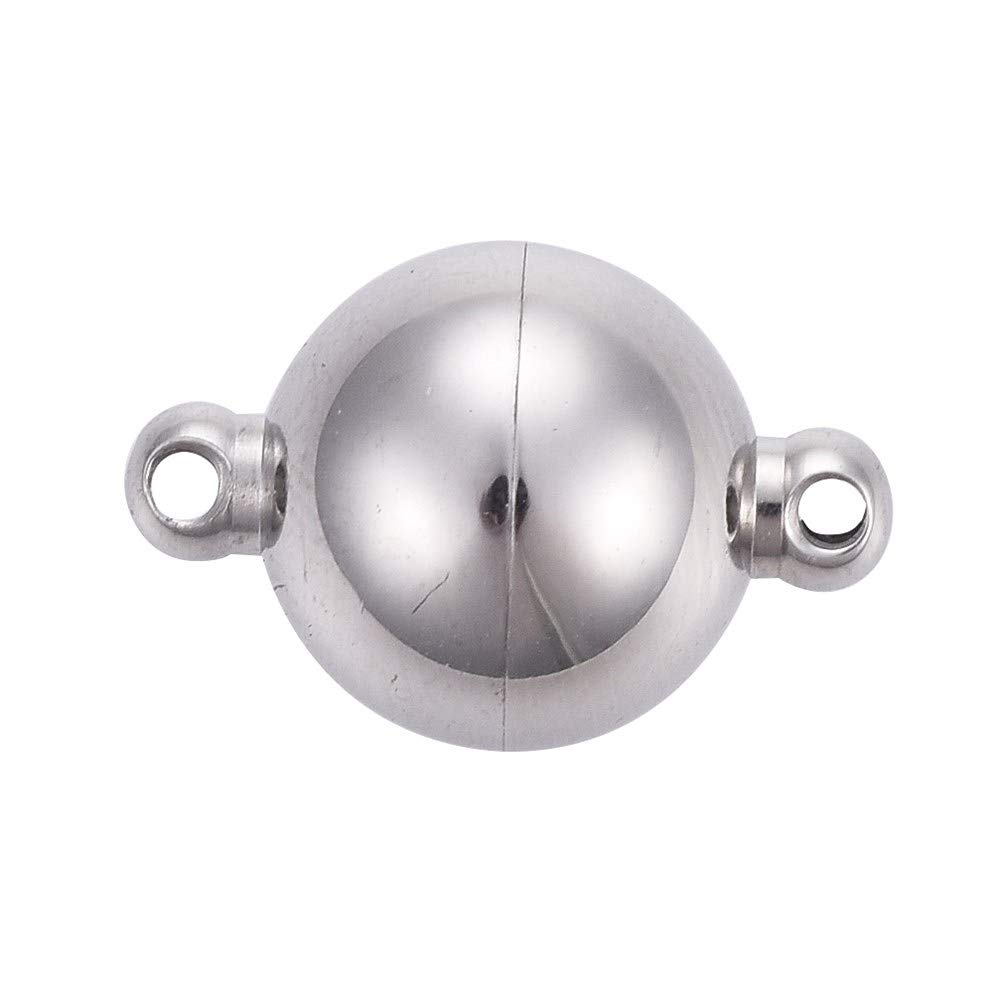 Airssory 10 Pcs 304 Stainless Steel Magnetic Ball Clasps Converter Round Connectors for Necklace Bracelet Jewelry Making - 14x10mm