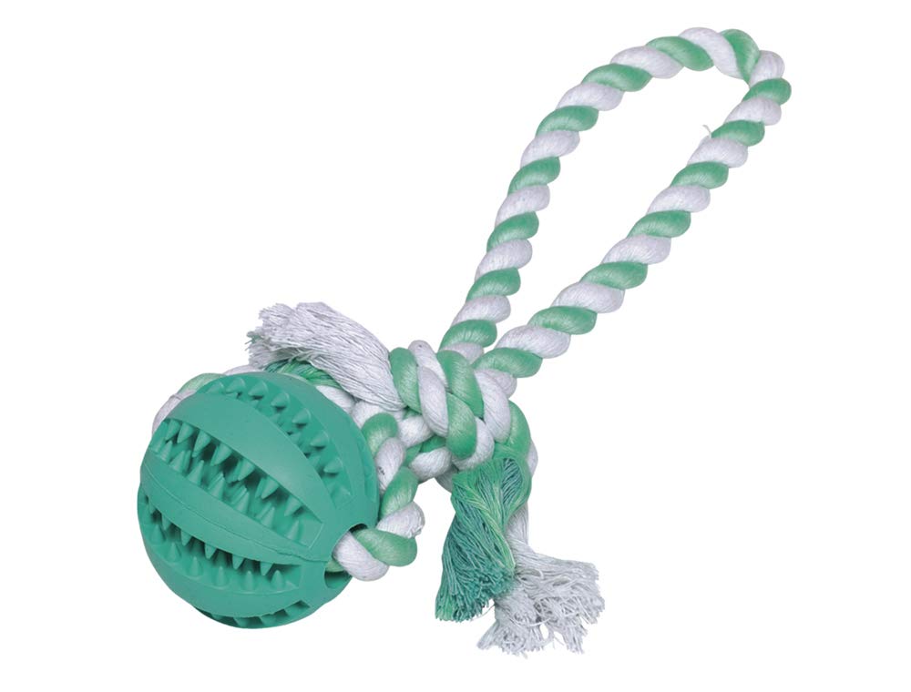 Nobby 61218 Solid Rubber Ball with Rope Dental Line 222 g