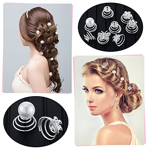 40 Pieces Spiral Hair Pins Swirl Hair Twists Coils Rhinestone Hair