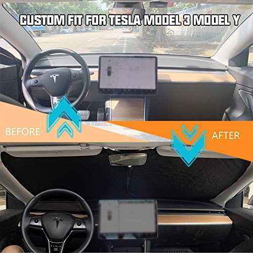 ROCCS Tesla Model 3 Model Y Folding Windshield Sunshade 210T Double