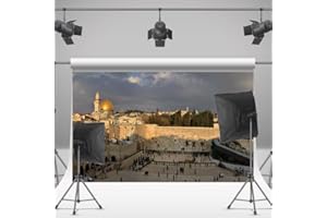 LOONELO Jerusalem Cityscape Photo Booth Backdrop with 70.8"X43.3", Jerusalem Western Wall David Backdrop Banner for Jewish New Year Rosh Hashanah Shana Tova Sukkot Sukkah Decorations and Supplies