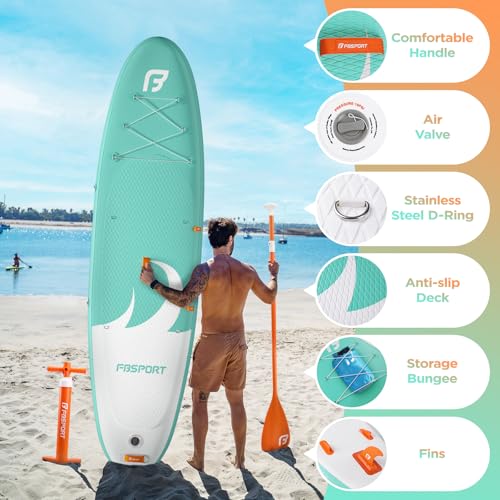 Premium Inflatable Stand Up Paddle Board Inflatable(6 inches Thick) with Durable SUP Accessories & Carry Bag | Wide Stance, Surf Control, Non-Slip Deck, Leash, Paddle and Pump for Youth & Adult