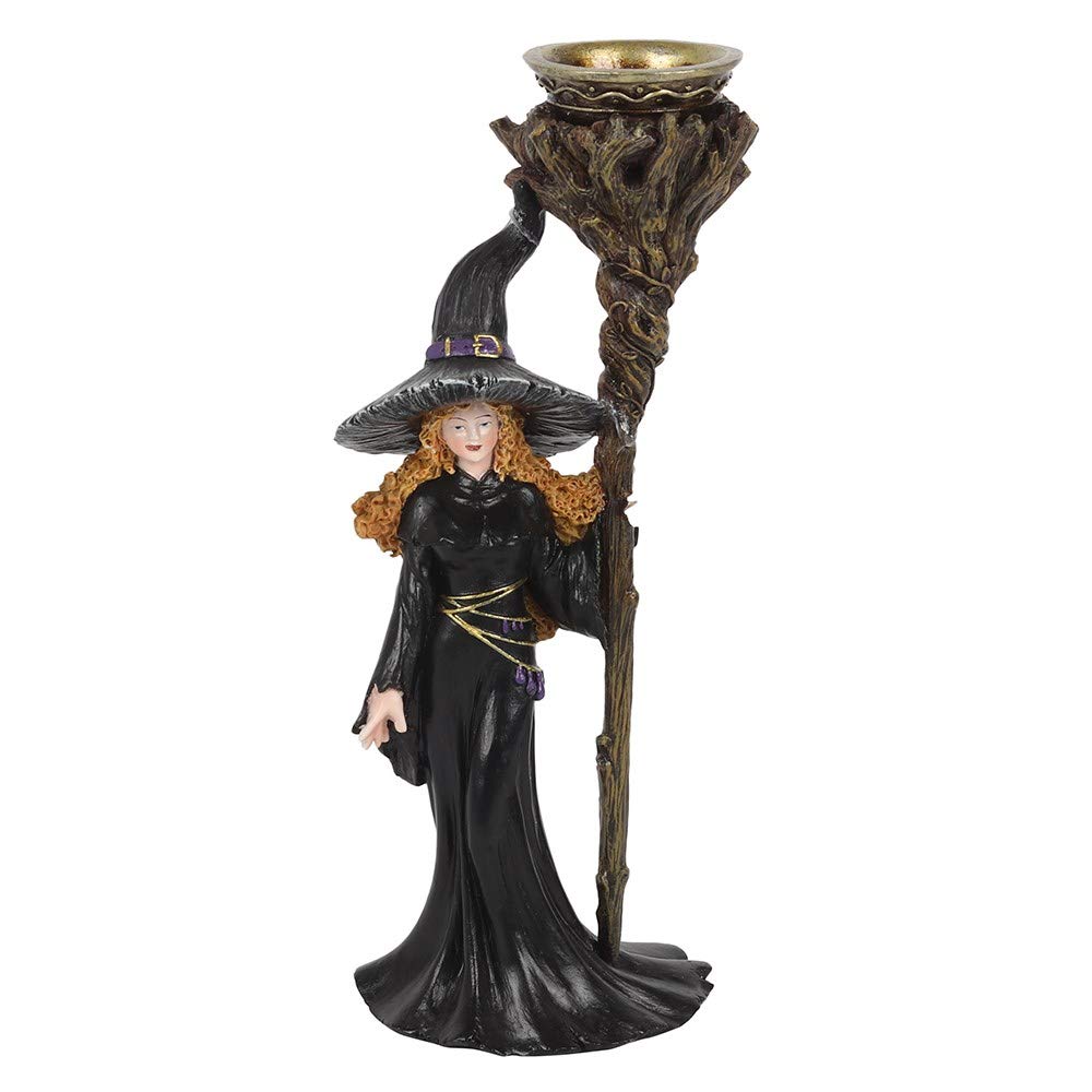 Enchanting Witch with Staff Backflow Incense Burner (22.5cm x 8.5cm) - Mesmerizing Smoke Display, Intricate Detail & Twisted Wooden Staff - Perfect Gift