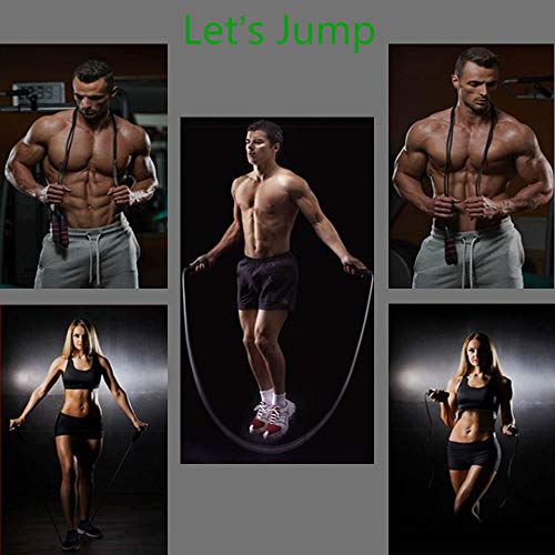 Jump Rope, Adjustable Jumping Rope Workout with Memory Foam Handles, Tangle-Free Skipping Rope with Ball Bearing, Weighted Jump Rope for Exercise Fitness, Speed Jumping Rope for Women Men Kids(Red)