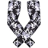 HDE Arm Compression Sleeves for Kids Basketball Shooting Sleeve - Youth Sports Football Baseball Softball (Youth Small, Black Silver Digital Camo)