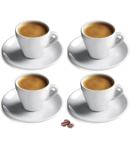 Francois Et Mimi Espresso Cup Set - 6 Stoneware Cups & Saucers, 2oz, Dishwasher Safe - Gray