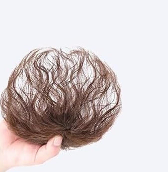 Light Brown Wig Pieces for Top of Head, Curly Hair Topper Replacement Fluffy Hairpiece Seamless Clip in Top Wiglet for Women Thin Hair Hairpieces,Wigs and Accessories Hair Care Personal Care