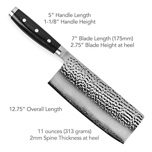 Enso HD 7" Vegetable Cleaver Made in Japan VG10 Hammered Damascus