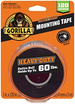 Gorilla Heavy Duty Double Sided Mounting Tape XL, 1″ x 120″, Black (Pack of 1)