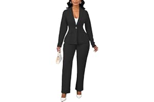 Ophestin Business 2 Piece Pant Suits for Women Dressy Blazer Straight Leg Pantsuit Set Formal Casual Office Work Outfits