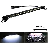 RZG Black Bolt On LED License Plate Light Tag Lamp Assembly with Screw Caps Waterproof Cable 12V Slim Lightweight Universal Fit For Car Truck Trailer RV ATV