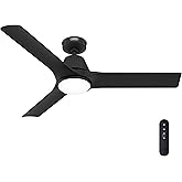 Hunter Aeronaut Indoor/Outdoor Ceiling Fan With Light, Remote, 52-inch (Matte Black)