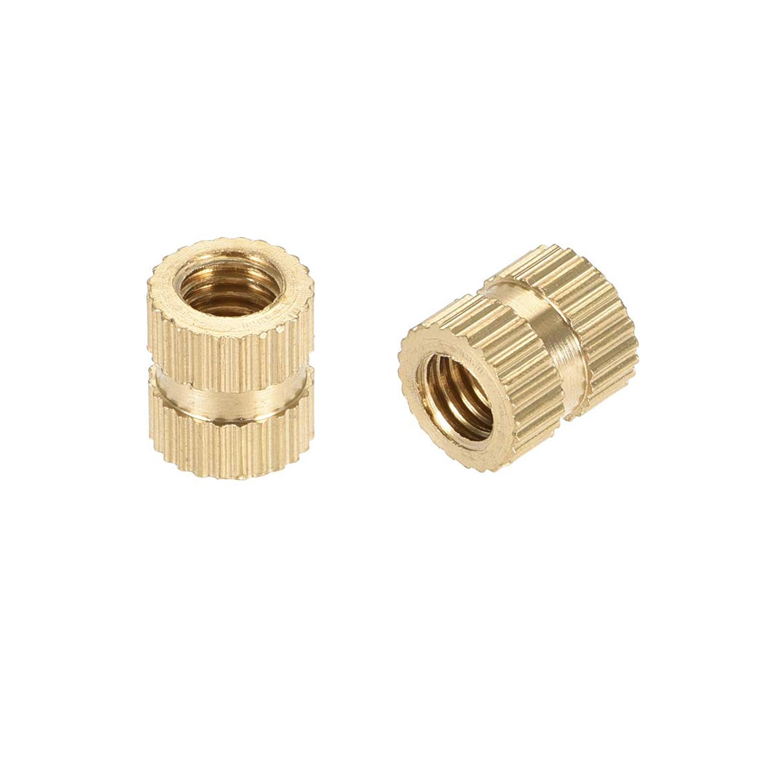TOP-VIGOR 200Pcs Threaded Insert Knurled Nuts, M5 x 5mm x 6.3mm OD Brass Female Thread Knurled Nuts, Embedment Nut Insert for 3D Printer